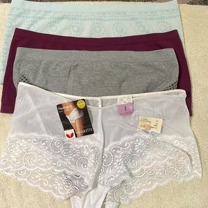 4 pair panties. 3 boy short 1 hi cut  1x and XL